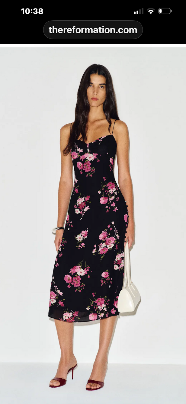 Reformation Floraison Dress Black - Size 8